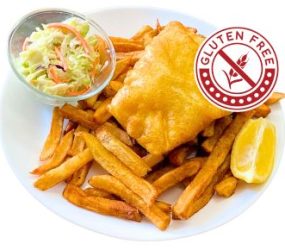 BOGO - 1pc gluten free halibut and chips (Buy 1 get 1 half price)