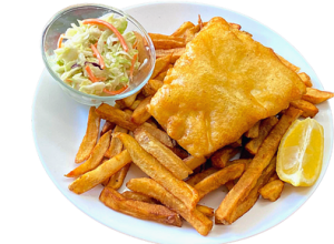 BOGO - 1pc halibut and chips (Buy 1 get 1 half price)