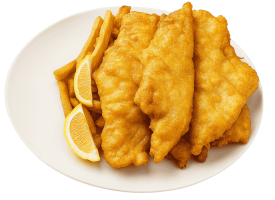 Halibut & <br>Family Chips 