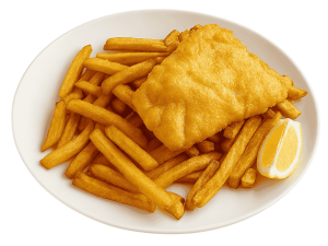 1pc Halibut & Chips (20% off special offer)  (ONLINE ORDERS ONLY)
