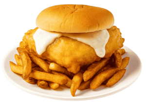 Haddock burger dinner